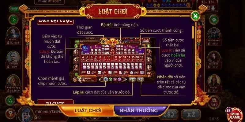 Luật và các hình thức cược trong game